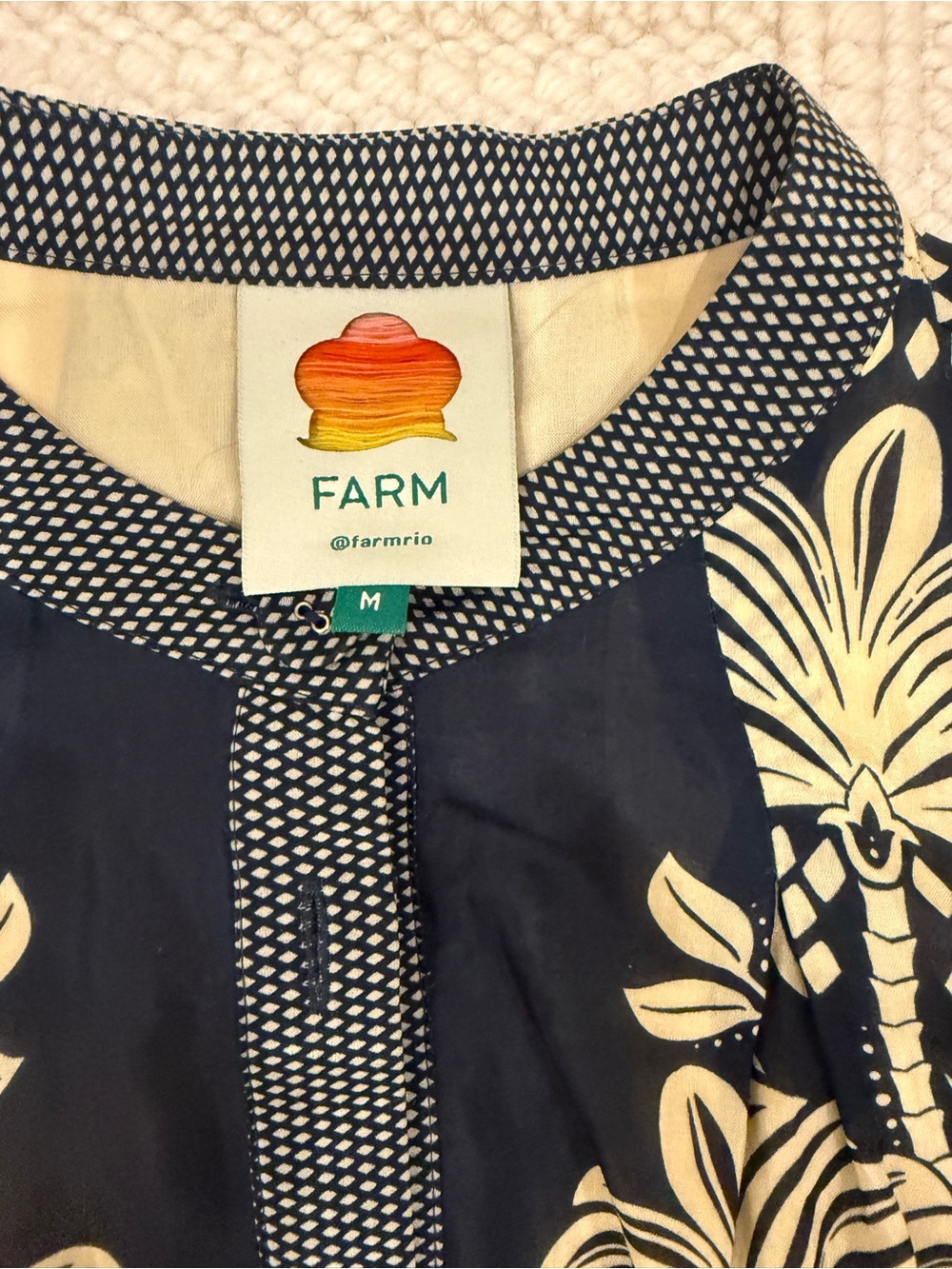 Farm Rio Floral Mini Dress in Blue & Cream Like New - Picture 7 of 9